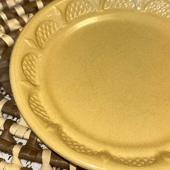 Robinson Ransbottom Pottery Stoneware Plate Shallow Bowl Embossed Rim - Mustard - Picture 3 of 5
